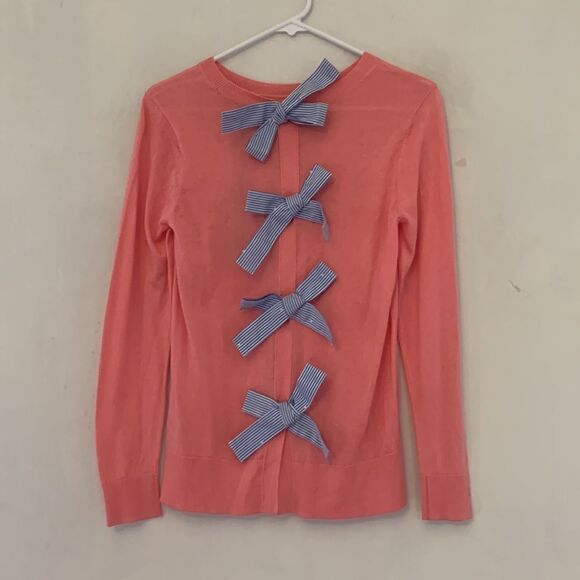 Halogen pink long sleeve sweater with blue bow ties on the back Size XSP NWT - Picture 4 of 8